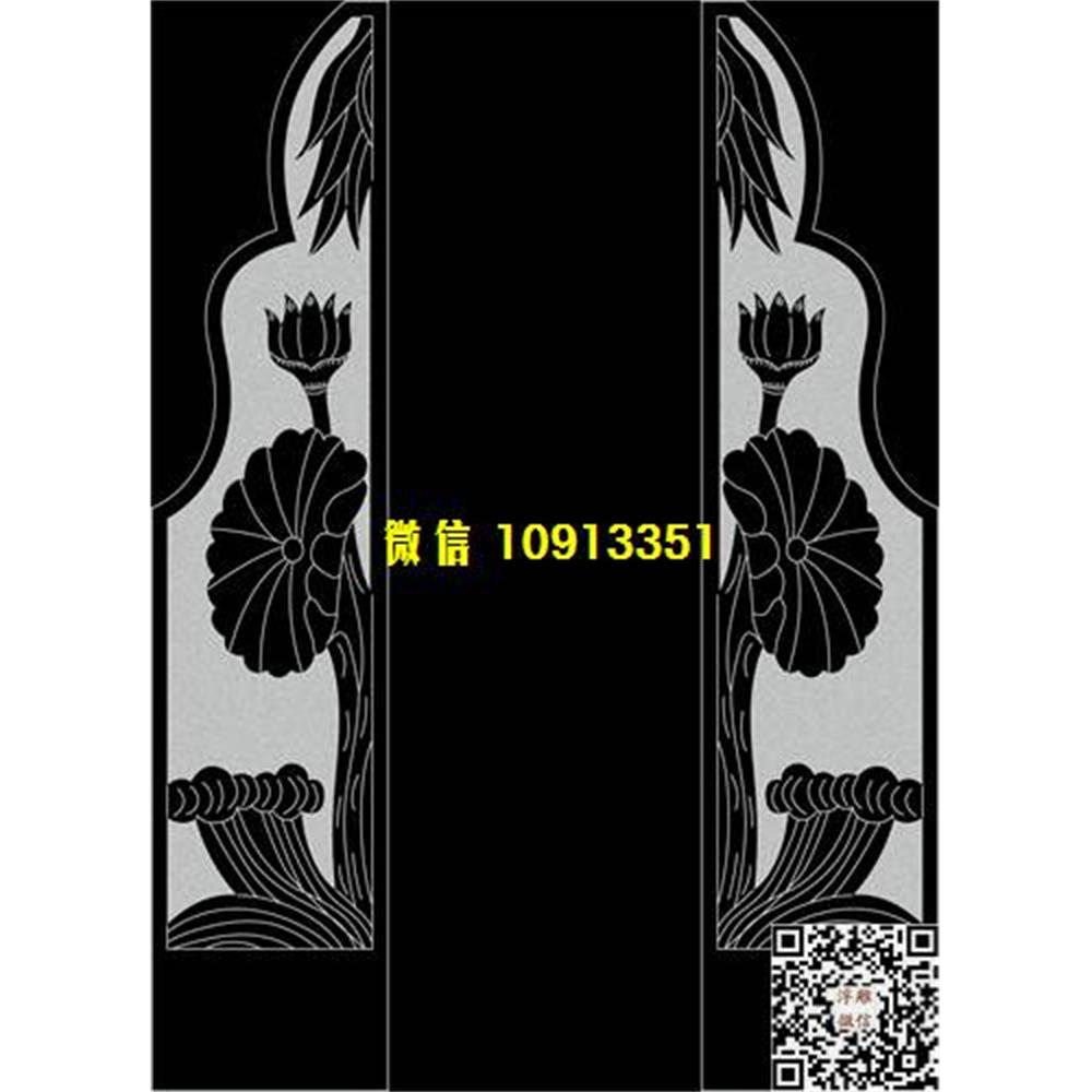 精雕图30荷花墓碑板精雕图线雕图线条图单线铣底图_电脑雕刻plt文泰矢量图精雕图浮雕图